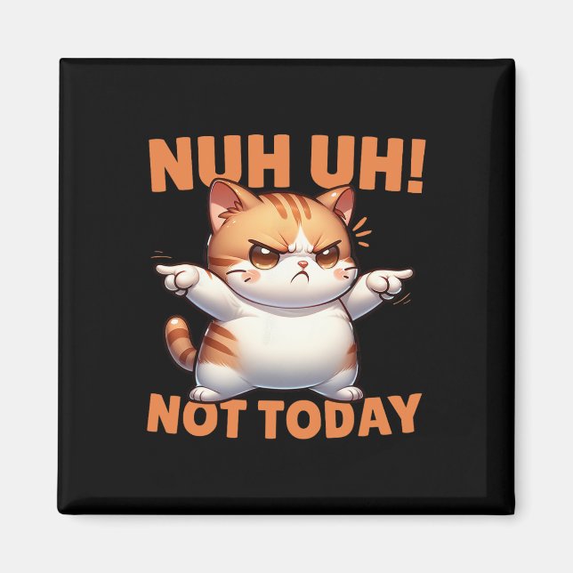 Funny Cat Denial Nuh Uh Not Today Refuse Resist Te Magnet (Front)