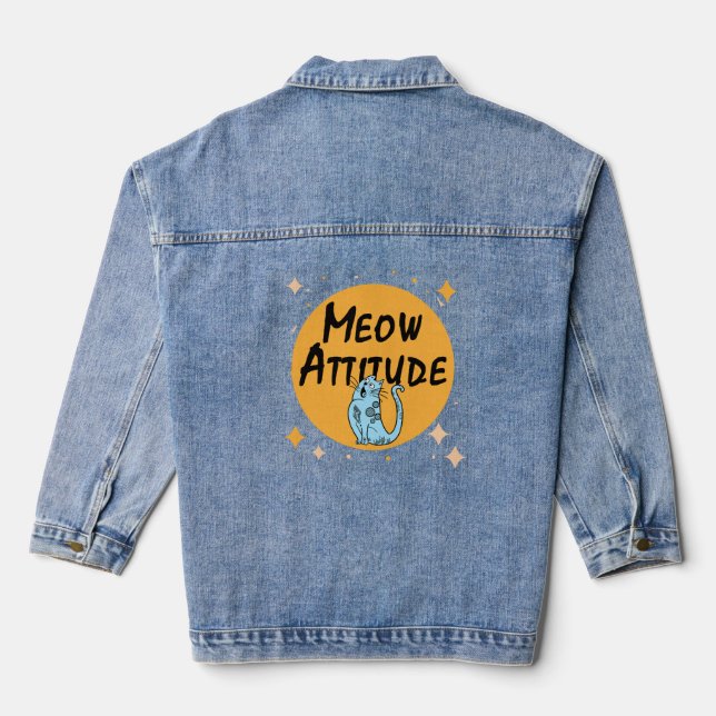funny cat denim jacket (Back)