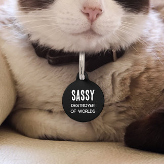 Funny Cat Destroyer of Worlds Pet Tag