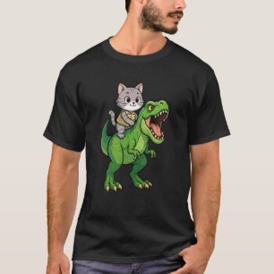 Funny Cat Dinosaur Trex Zoo Keeper Mom Dad Kids T-Shirt