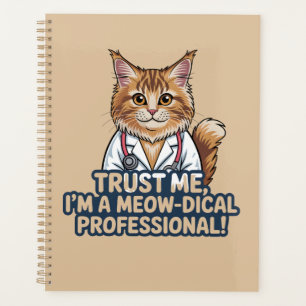 Funny Cat Doctor Animal Humor Illustration Planner