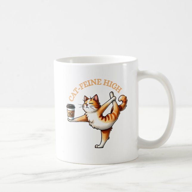 Funny Cat Doing Yoga Pose Coffee Mug (Right)