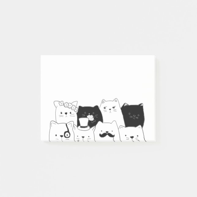 Funny Cat Doodle Post-it Notes (Front)