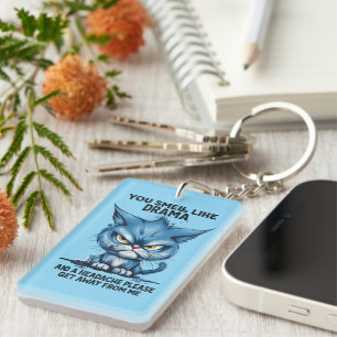 Funny cat drama word art keychain