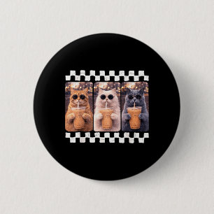Funny Cat Drinking Iced Coffee Meme Animal Iced 2 Inch Round Button