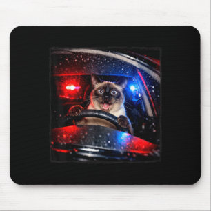 Funny Cat Driving Police Chase Kitten Meme Humour Mouse Pad