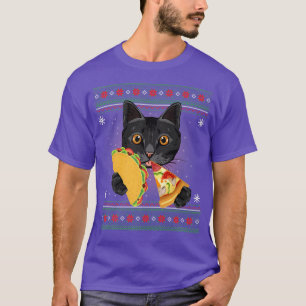 Funny Cat Eat Pizza Taco Lover Ugly Christmas Swea T-Shirt