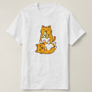 Funny Cat Eating Banana Neko Cute Cartoon Orange T-Shirt