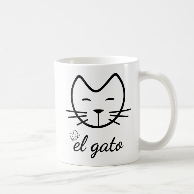 Funny Cat El Gato Cat Lovers Gifts Black White Cat Coffee Mug (Right)