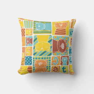 Funny cat fabric patchwork wallpaper,abstract seam throw pillow
