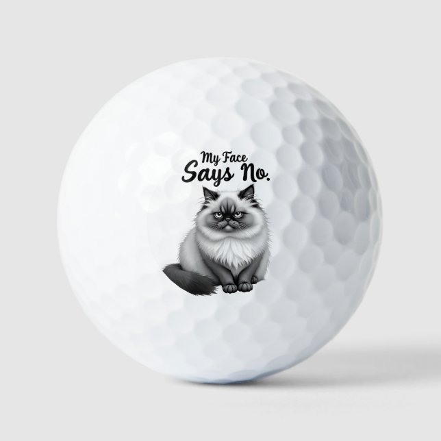 Funny Cat Face Illustration – Minimal Cute Cat Art Golf Balls (Front)