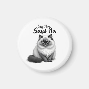 Funny Cat Face Illustration – Minimal Cute Cat Art Magnet