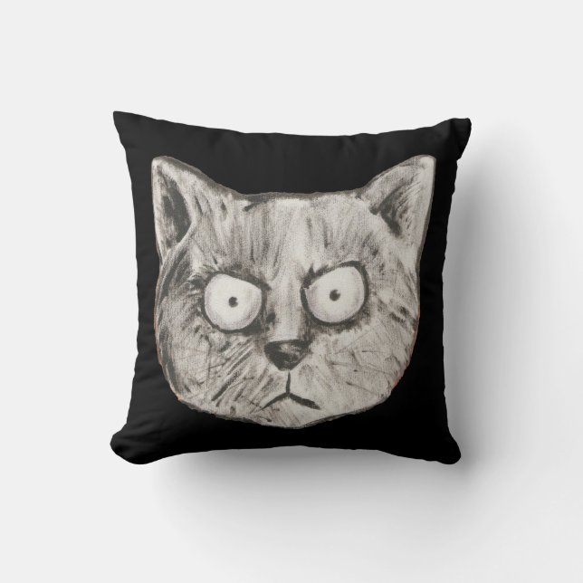 Funny cat face throw pillow (Front)