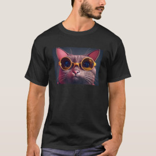 Funny Cat Face With Funky Glasses Retro Nerd Cat_1 T-Shirt