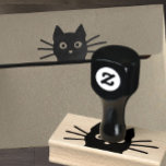 Funny Cat Face with Long Whiskers | Cool Kitty Rubber Stamp<br><div class="desc">This cool black cat rubber stamp is great for embellishing envelopes,  crafts,  card making,  scrapbooking and more original DIY projects. A perfect stamp for cat lovers. Visit Jenn’s Doodle World for even more fun feline stamps and pet lover's designs.</div>