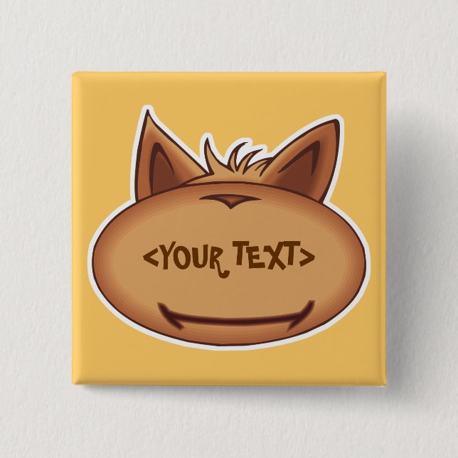 Funny Cat Face, <YOUR TEXT> 2 Inch Square Button (Front)