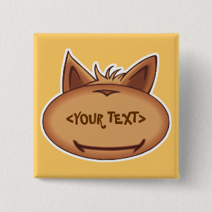 Funny Cat Face, <YOUR TEXT> 2 Inch Square Button