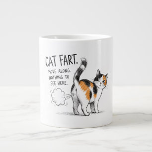 Funny Cat Fart Sketch Coffee Mug - Calico Cat