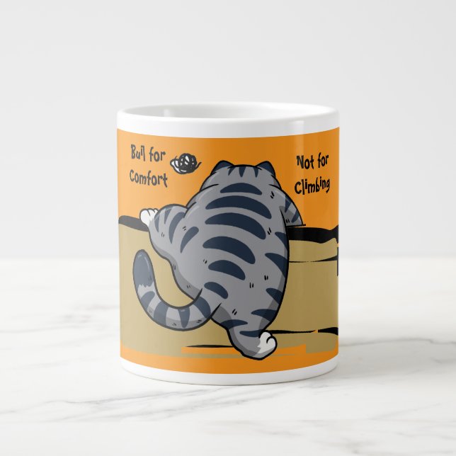 Funny Cat, Fat Cat, Funny Script Giant Coffee Mug (Front)