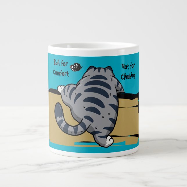 Funny Cat, Fat Cat, Funny Script Giant Coffee Mug (Devant)