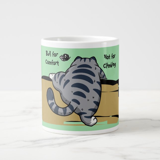 Funny Cat, Fat Cat, Funny Script Giant Coffee Mug (Front)