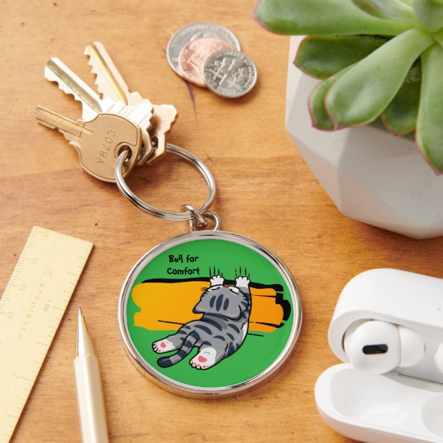 Funny Cat, Fat Cat, Funny Script, Modern Trendy  K Keychain (Desk)
