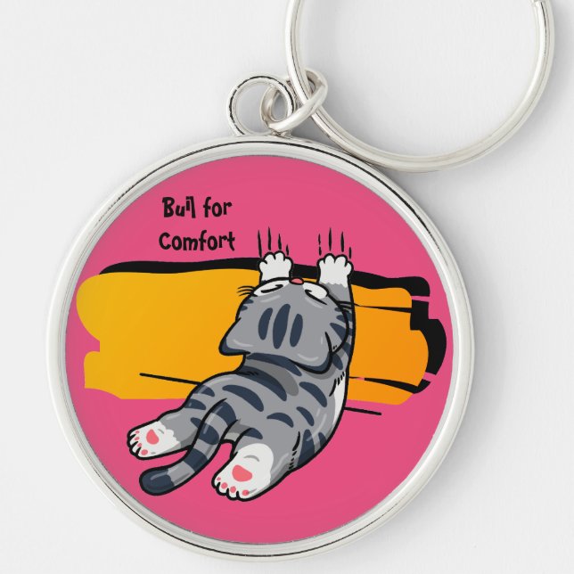 Funny Cat, Fat Cat, Funny Script, Modern Trendy  Keychain (Front)