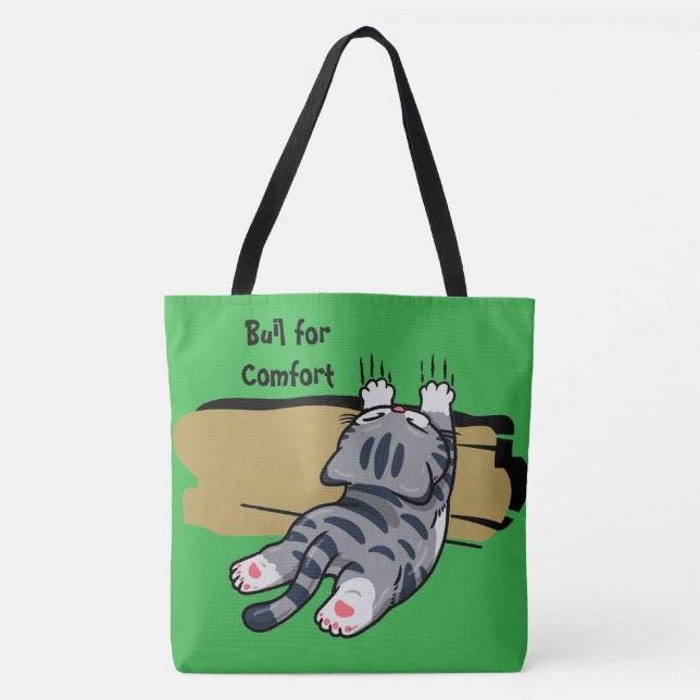 Funny Cat, Fat Cat, Funny Script, Modern Trendy  T Tote Bag (Front)