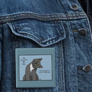 Funny Cat Father’s Day Grey Cat Blue 2 Inch Square Button