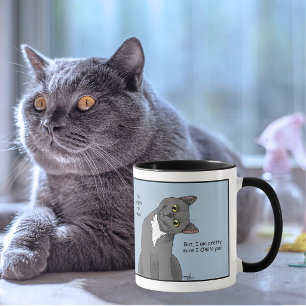 Funny Cat Father’s Day Grey Cat Blue Mug