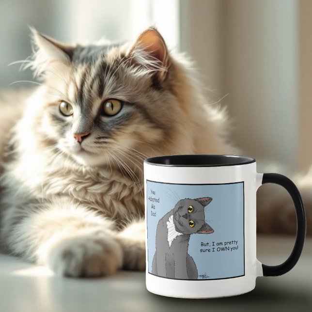 Funny Cat Father’s Day Grey Cat Blue Mug (Creator Uploaded)