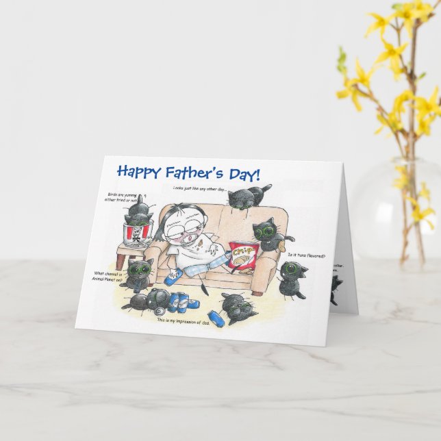 Funny cat Father's Day card (Yellow Flower)