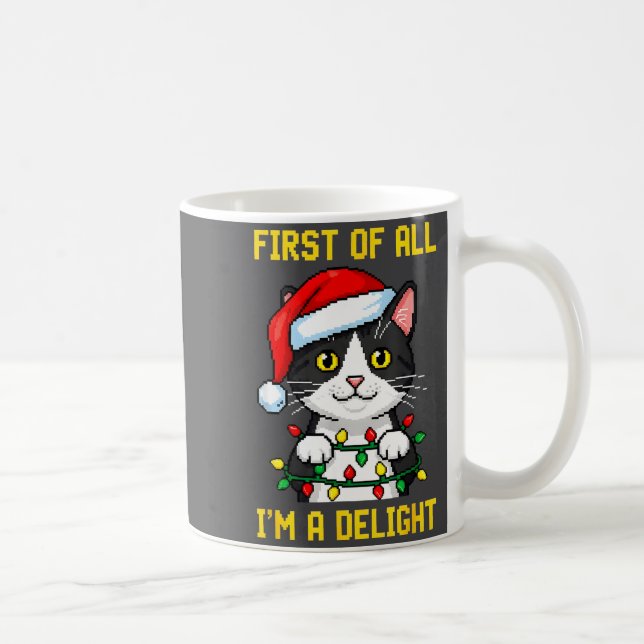 Funny Cat First Of All I'm A Delight Retro Gaming  Coffee Mug (Right)