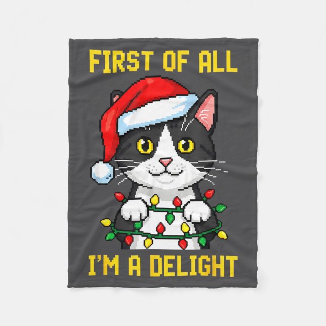 Funny Cat First Of All I'm A Delight Retro Gaming  Fleece Blanket (Front)