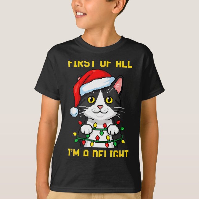Funny Cat First Of All I'm A Delight Retro Gaming  T-Shirt (Front)