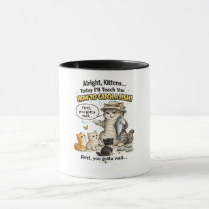 "Funny Cat Fishing Mug 