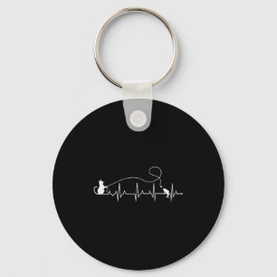 Funny Cat Fly Fishing Fisherman Heartbeat Line Hea Keychain