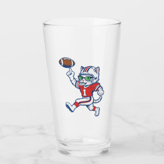 Funny Cat Football Player Glass