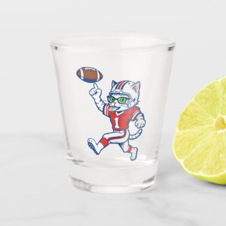 Funny Cat Football Player Shot Glass
