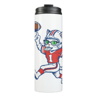 Funny Cat Football Player Thermal Tumbler