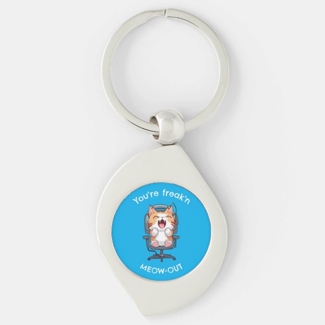 Funny Cat Freak'n Meow Out Keychain (Front)