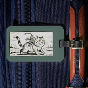 Funny Cat Frog Meme Medieval Vintage  Luggage Tag