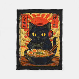 Funny Cat Gamer Men Anime Kawaii Gaming Headset Ca Fleece Blanket