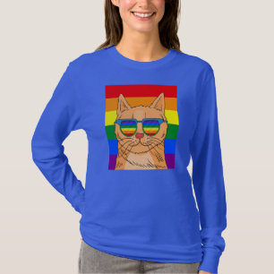 Funny Cat Gay Pride Cute LGBT Animal Pet Lover T-Shirt