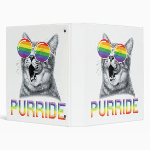 Funny Cat Gay Pride Rainbow Sunglasses LGBTQ Binder