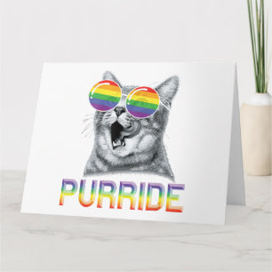 Funny Cat Gay Pride Rainbow Sunglasses LGBTQ Card