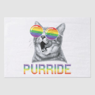 Funny Cat Gay Pride Rainbow Sunglasses LGBTQ  Tissue Paper