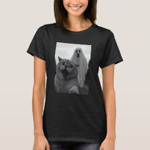 Funny Cat Ghost Selfie Halloween Mom Dad Kids T-Shirt