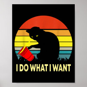 Funny Cat Gift Vintage Sunset I Do What I Want Cat Poster