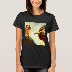 Funny Cat God Creation Of Adam Meme Jesus Christia T-Shirt